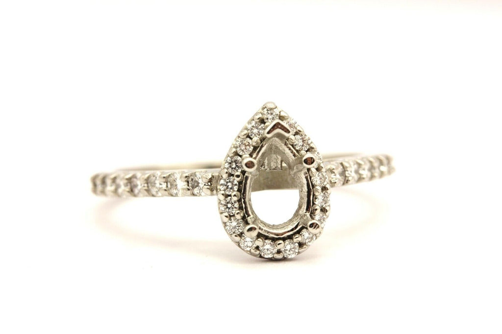 platinum 4.53g engagement ring semi mount 7x5mm pear center 0.35ctw accents halo