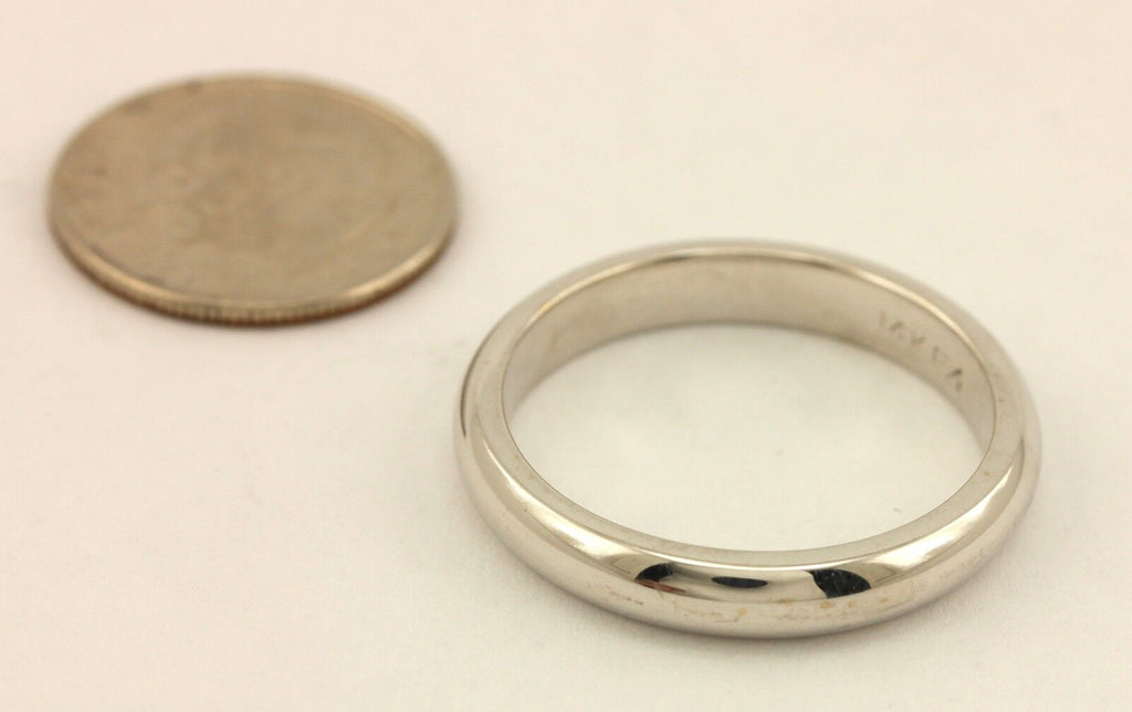 New 14k white gold Men's wedding band sz10 comfort fit 4 mm ring low dome 6.43g