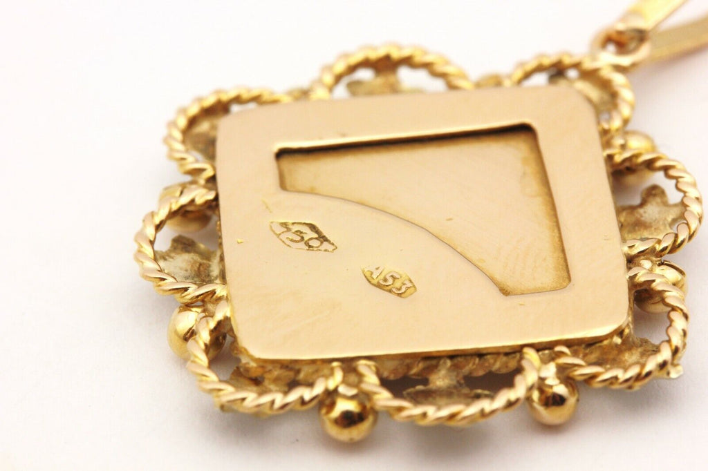 750 A53 18k yellow gold Virgin Mary stars pendant 1.5 inch 5.78g vintage estate