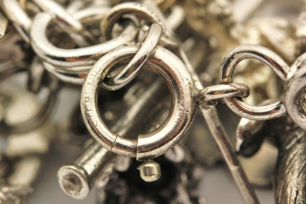 925 sterling silver 108.6g 37 charms 7.5 inch bracelet estate vintage travel