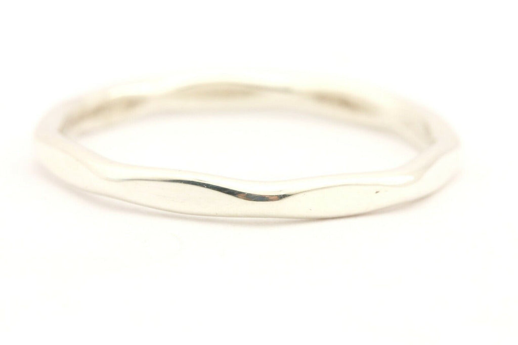 sterling silver hammered wedding anniversary band ring size 6.5 2mm 1.10g estate