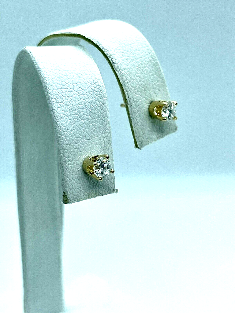 14k yellow gold diamond solitaire stud earrings estate 0.40ctw 0.8g