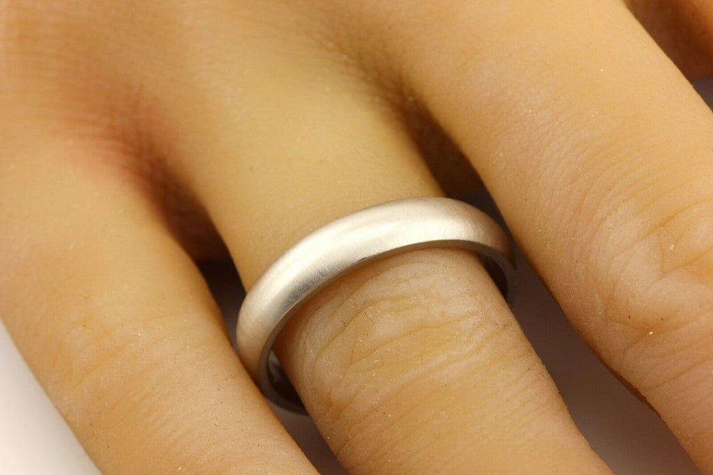 14k white gold Men's 5mm satin low dome wedding band size 11 comfort fit 8.37g