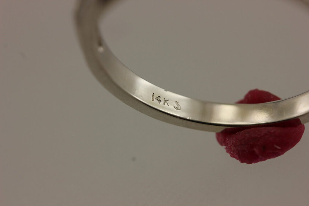 14k white gold .12ctw 6 round diamond 4 prong set wedding band ring sz 6.25 NEW