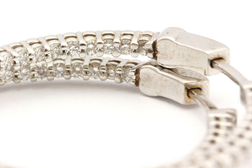 14k white gold 1.23ctw diamond inside outside hoop earrings 2.25 inch 5.93g new