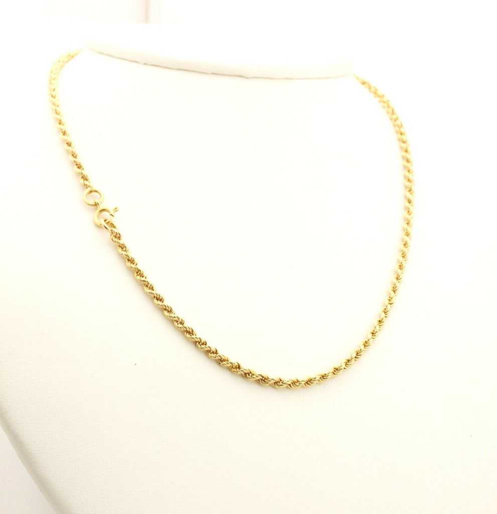 14k yellow gold rope chain necklace 16 inch 2.9mm 12.02g vintage estate 585