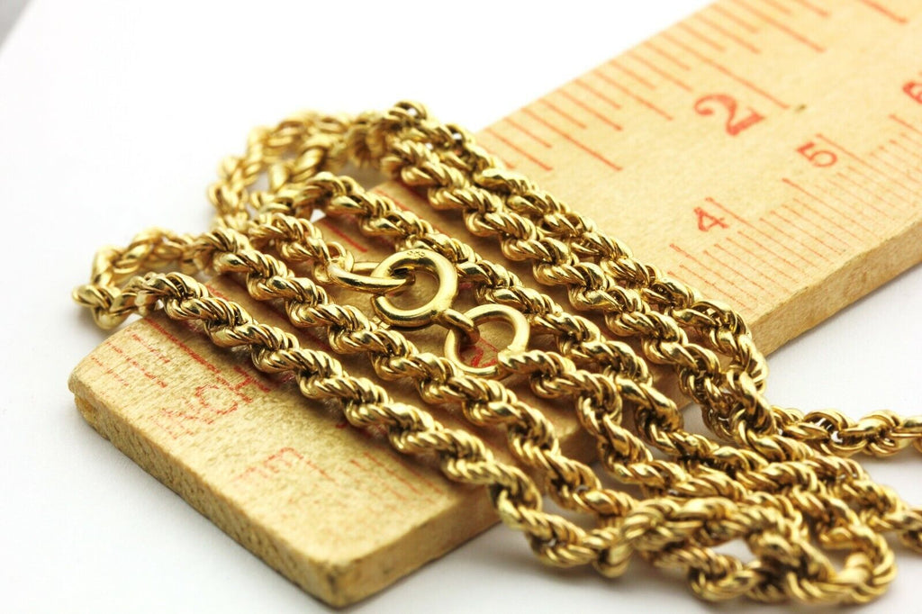 14k yellow gold rope chain necklace 16 inch 2.9mm 12.02g vintage estate 585
