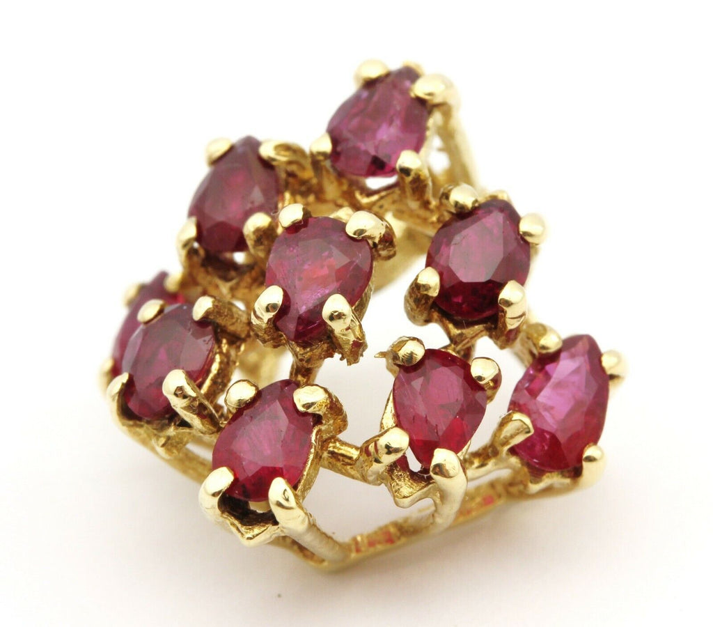 14k yellow gold 2.25ctw pear shape red ruby slide pendant 0.75 inch 3.90g estate