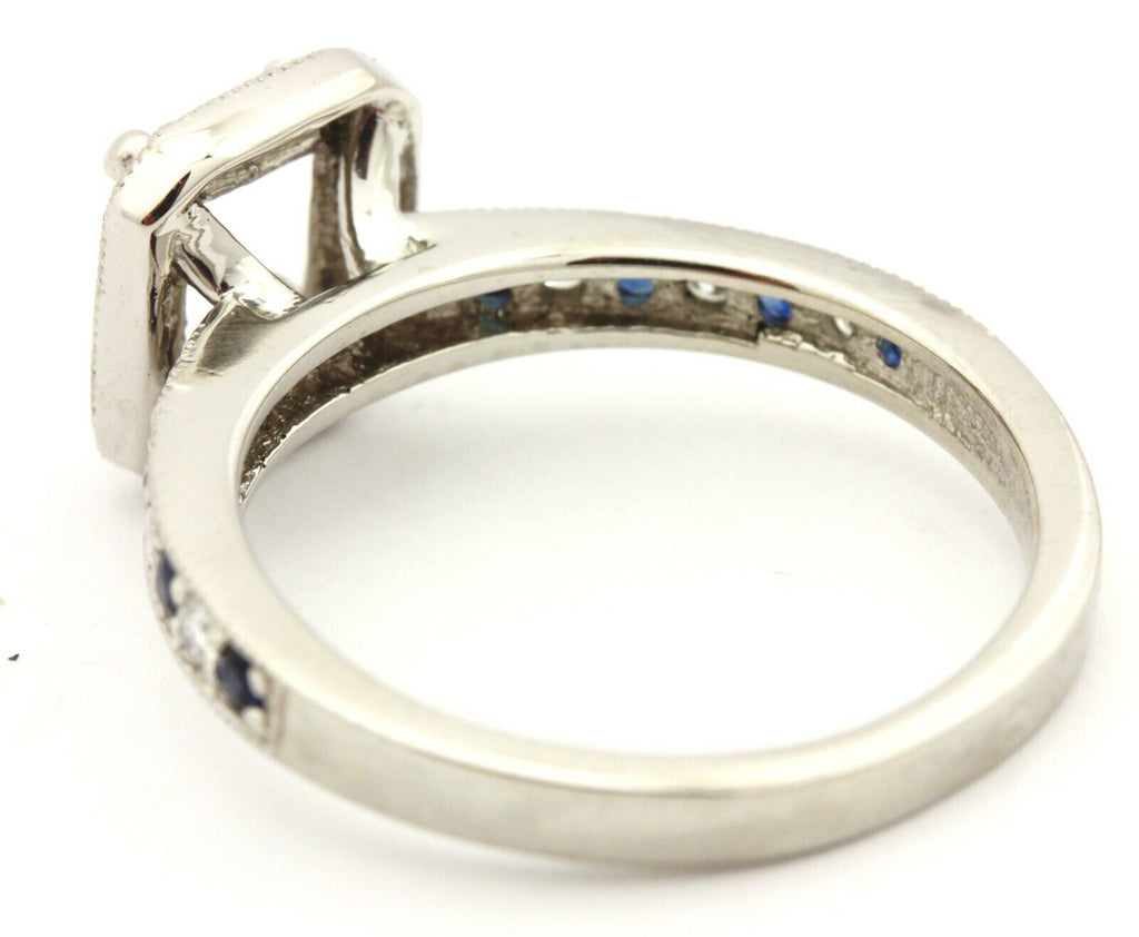 platinum diamond sapphire semimount halo engagement ring size 6.75 5.91g estate