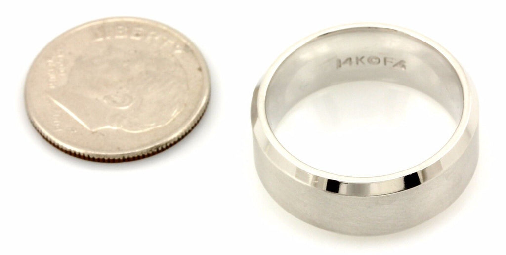 14kw gold Men's 8mm wedding band satin center polish beveled edge ring sz 7.25