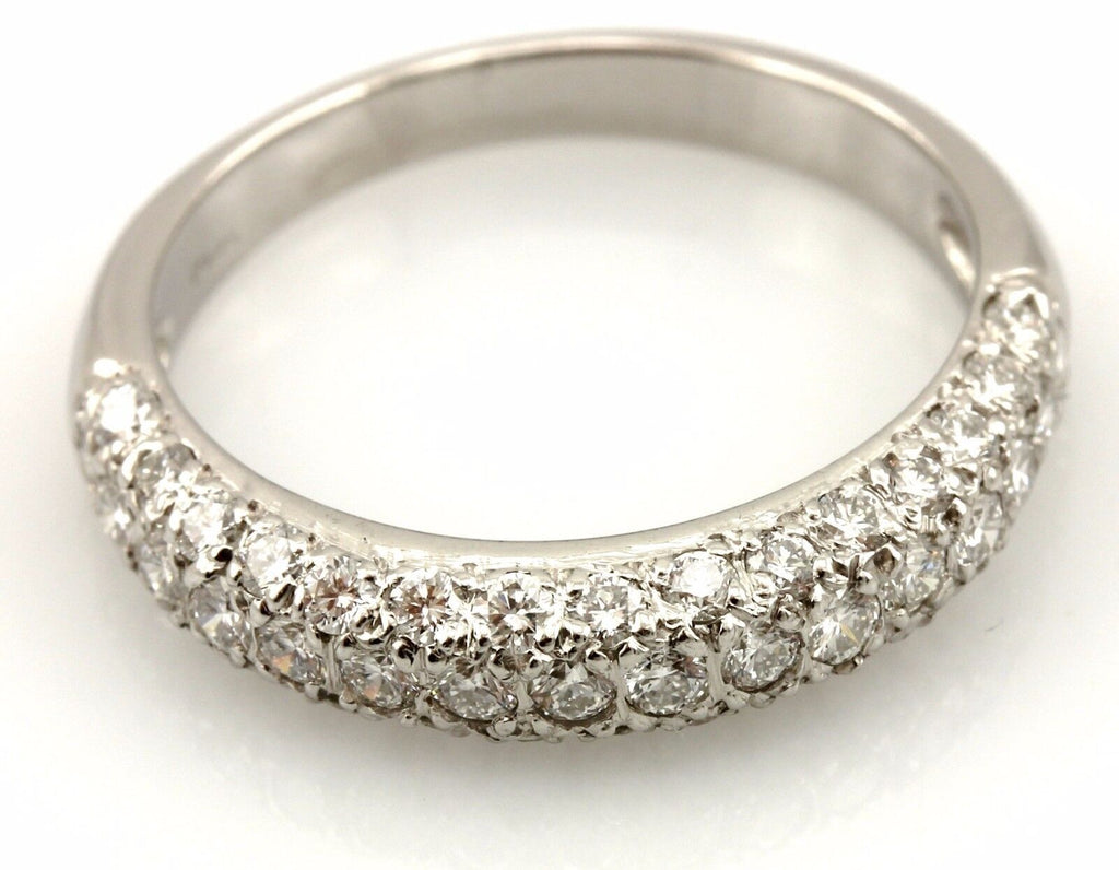 Platinum 0.66ctw round diamond pave wedding band 3.7mm ring size 5.25 NEW 3.67g