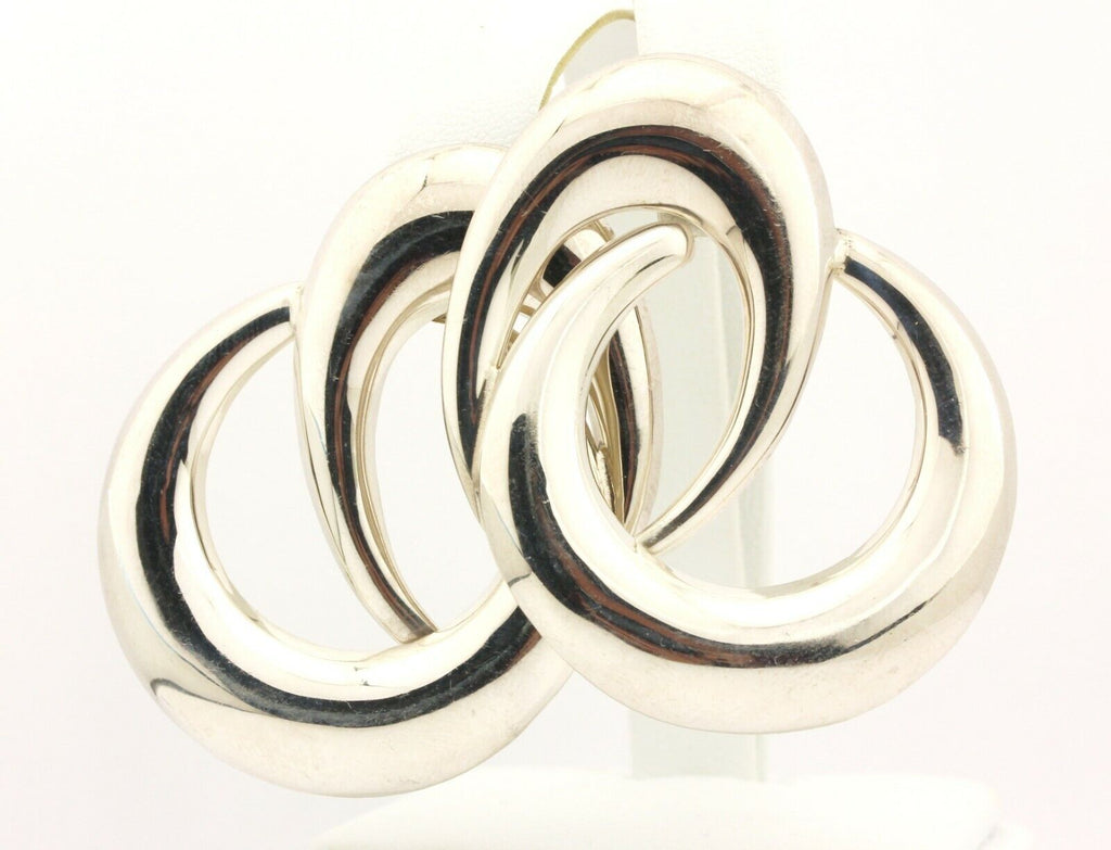 sterling silver modernist hoop stud earrings 2 inch estate vintage 18.5g