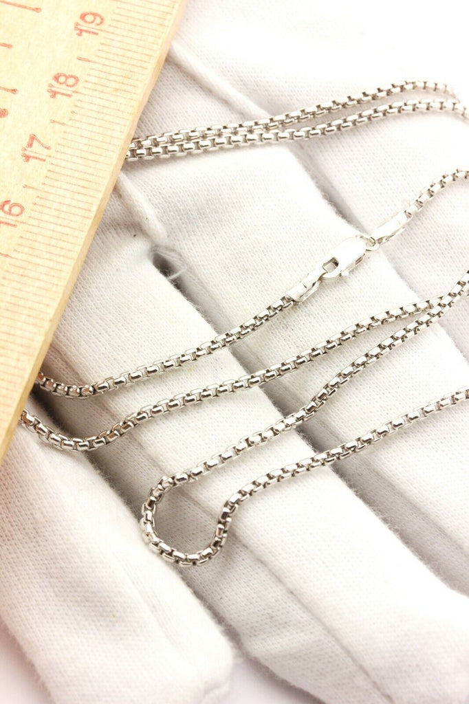 14k white gold hollow round box chain necklace 5.26g 24 inch 1.90mm lobster new