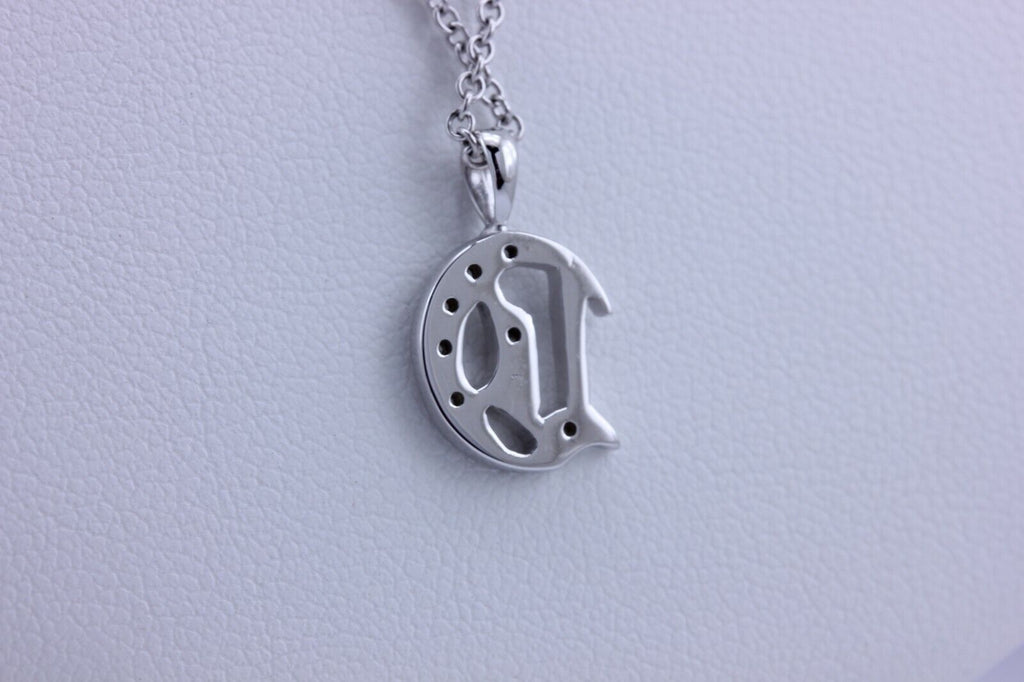 14k white gold round diamond letter D pendant charm new 1.38g 0.5 inch no chain