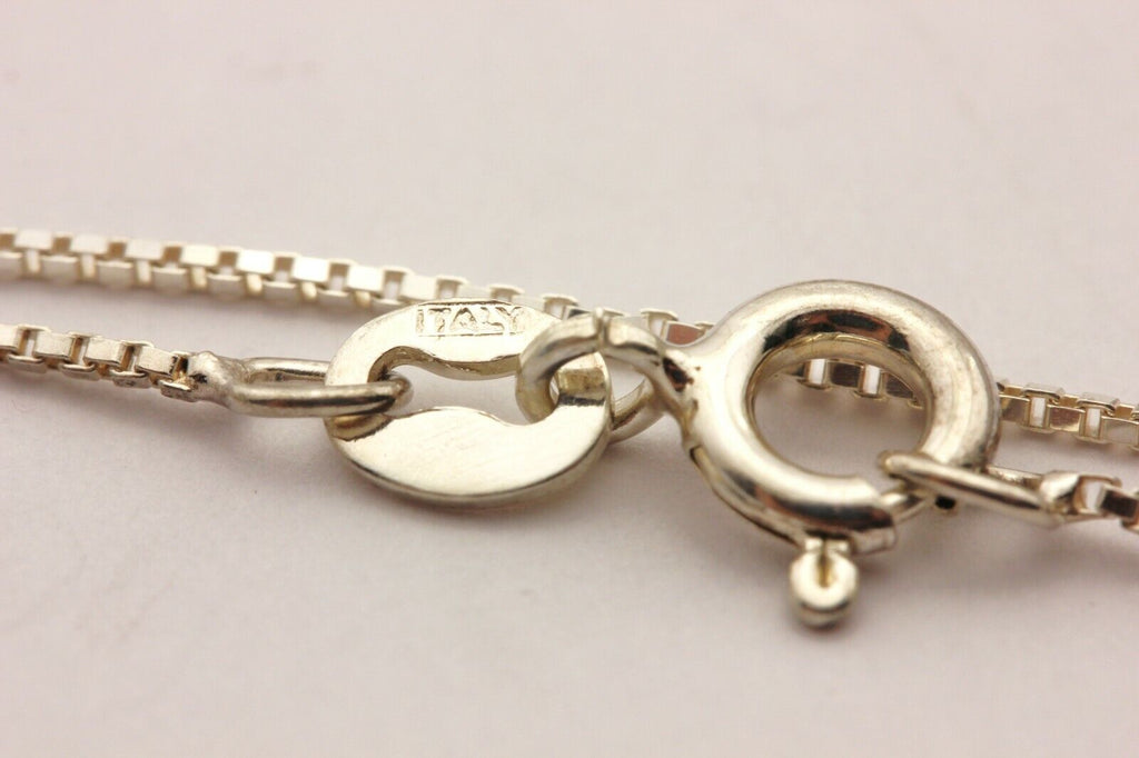 Italy 925 sterling silver box chain necklace spring ring 20 inch 0.8mm 2.00g