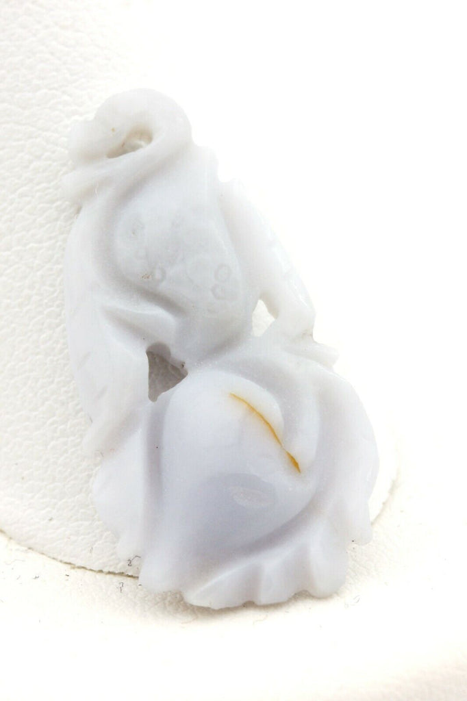 blue chalcedony carving pendant fruit peach strawberries 10.11ct 29x14x5mm