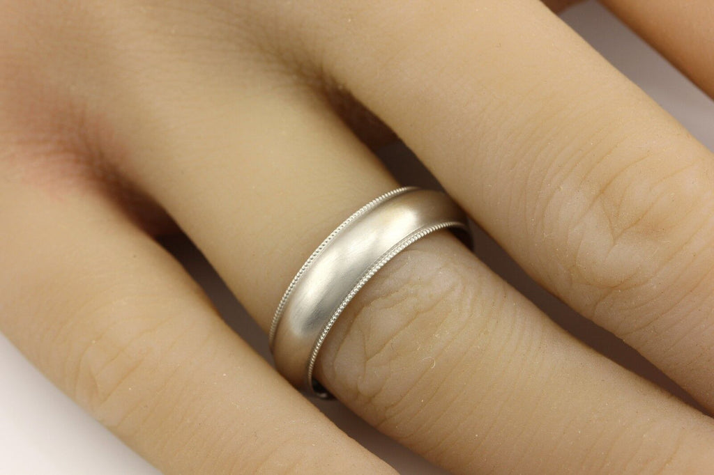 Platinum Men's 6mm satin wedding band milgrain edge sz 10.5 comfort fit 11.55g