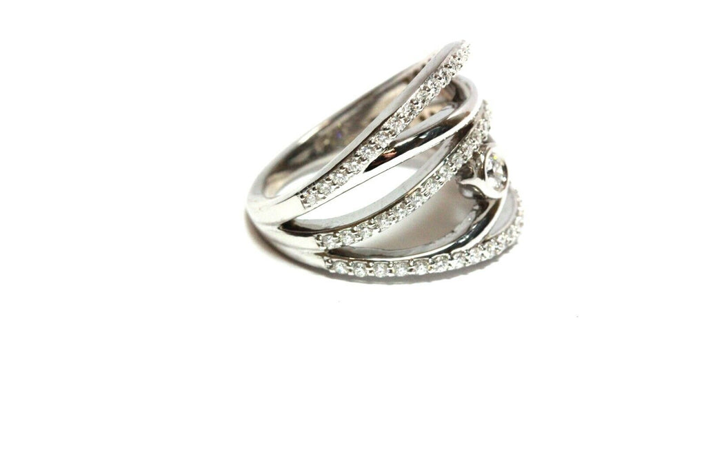 14k white gold diamond split band ring 0.67ctw 7.8g VVS D-F size 6.5 estate