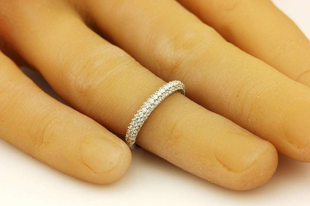 Platinum diamond 0.63ctw three row anniversary wedding band sz 6 2.93g NEW