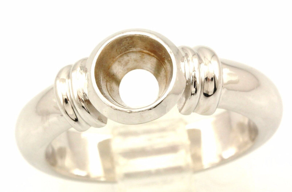 14k white gold 6mm 0.80ct round bezel solitaire engagement ring setting NEW