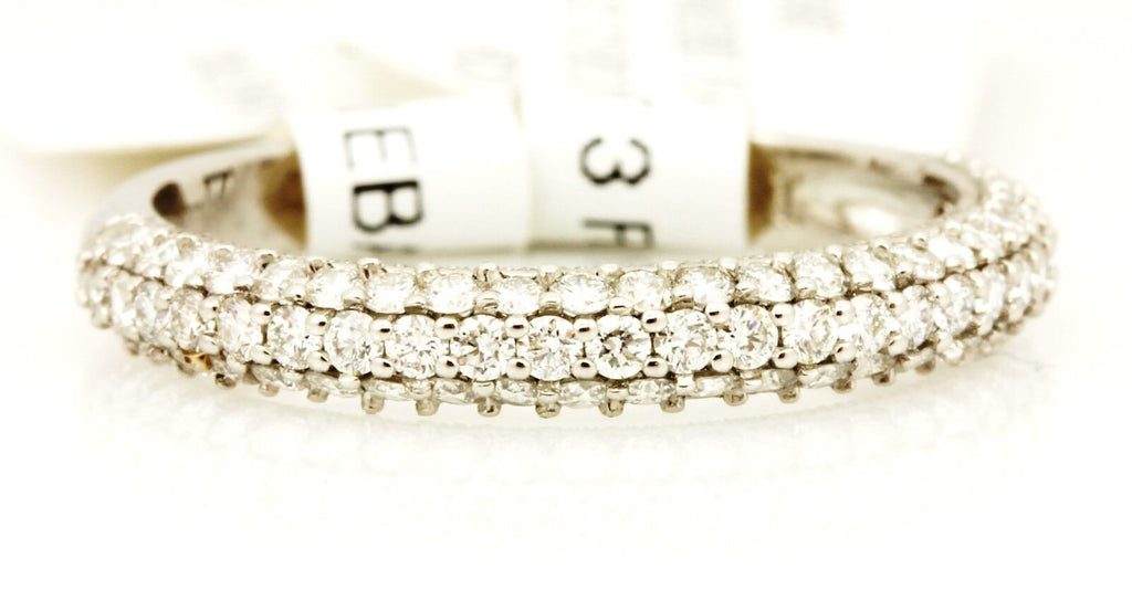 Platinum diamond 0.63ctw three row anniversary wedding band sz 6 2.93g NEW