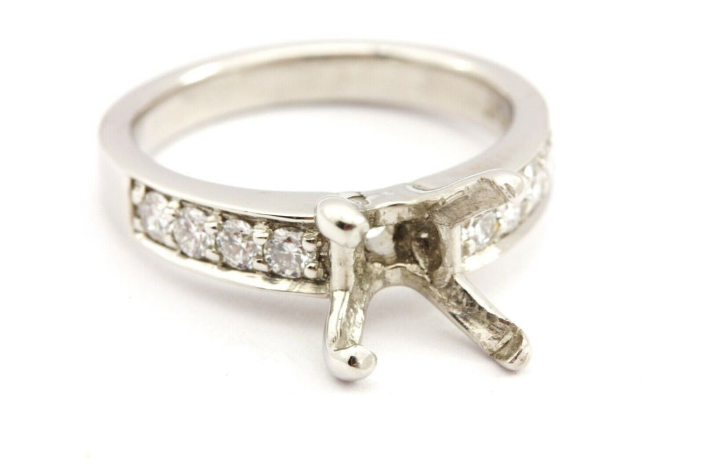 Platinum engagement ring semimount setting 6.8mm cushion .26ctw diamond accents