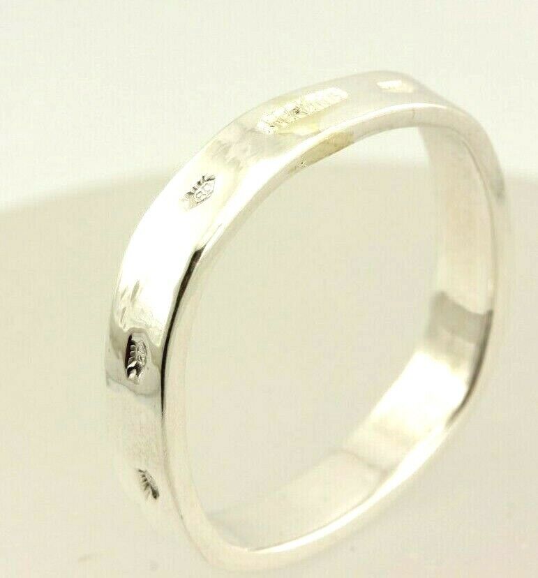 sterling silver men's square wedding band man's ring 4.7g size 10 4.8 x 1.2 mm