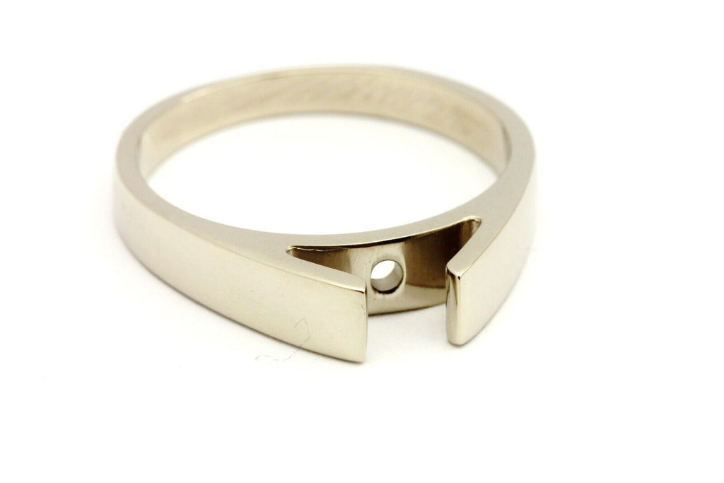 14k white gold 4mm flat cathedral engagement ring setting no head size 6.5 3.62g