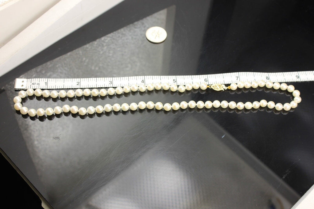 14k yellow gold 18 inch 5.5-6mm Chinese round cultured pearl strand necklace NEW