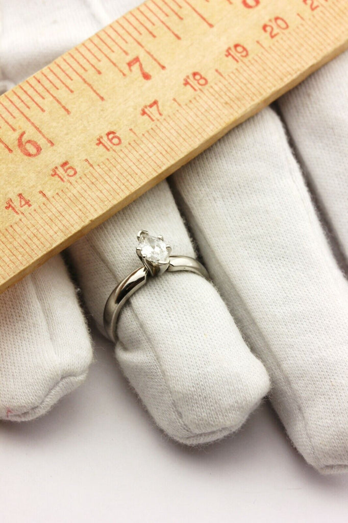 Platinum 0.56ct marquise diamond solitaire engagement ring estate size 6.25 band