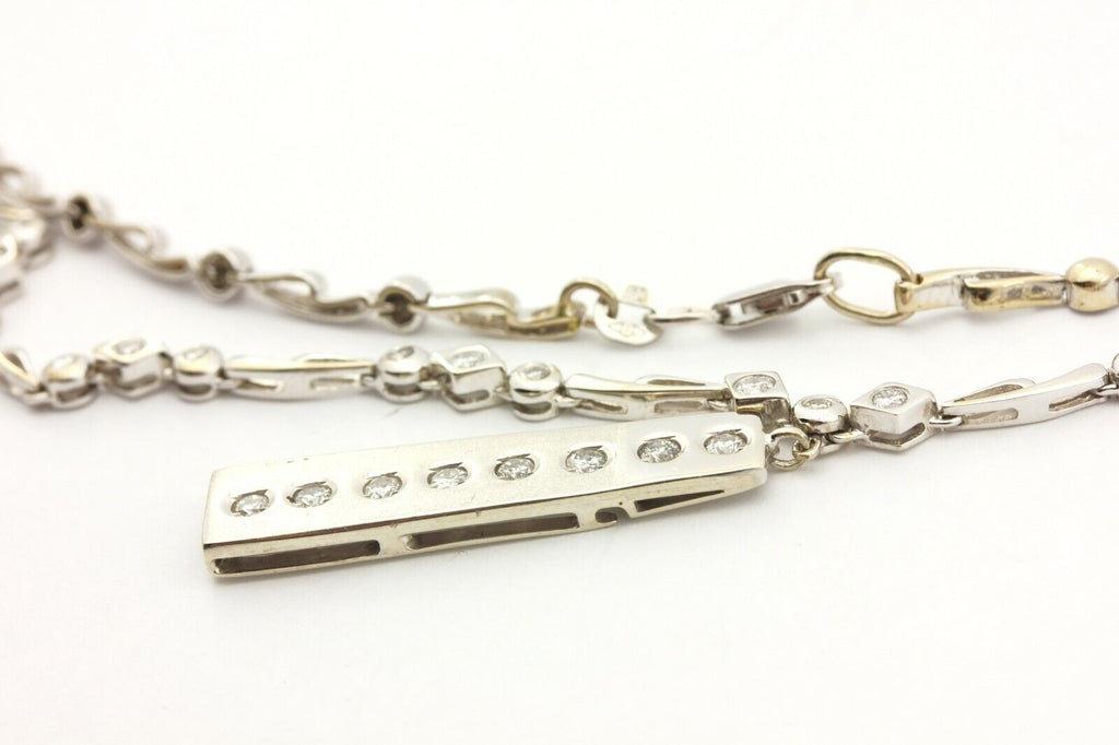 ITALY 585 14k white gold 1.18ctw diamond pendant necklace 16 inch 19.76g estate