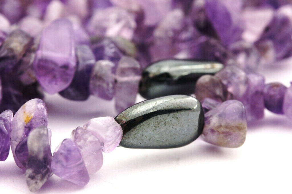 amethyst bead necklace 38 inch lobster clasp 925 sterling silver 61.3g estate