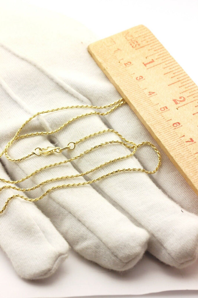 14k yellow gold rope chain necklace lobster 18 inch 1.1mm 2.79g new