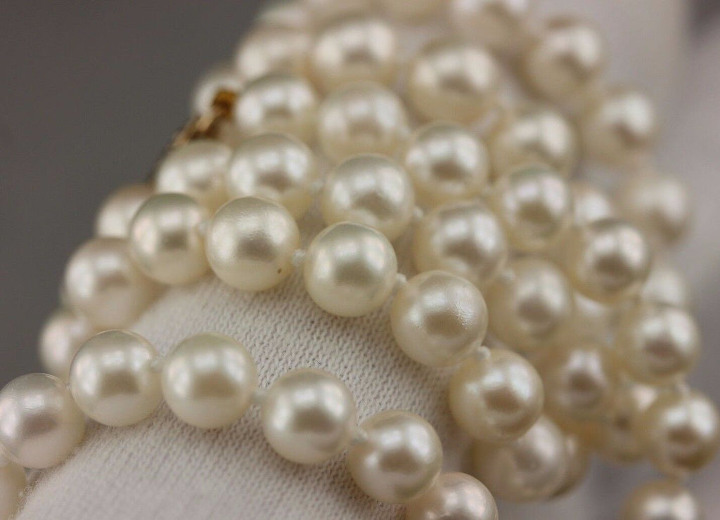 14k yellow gold 18" 5.5-6mm round white cultured pearl necklace strand NEW