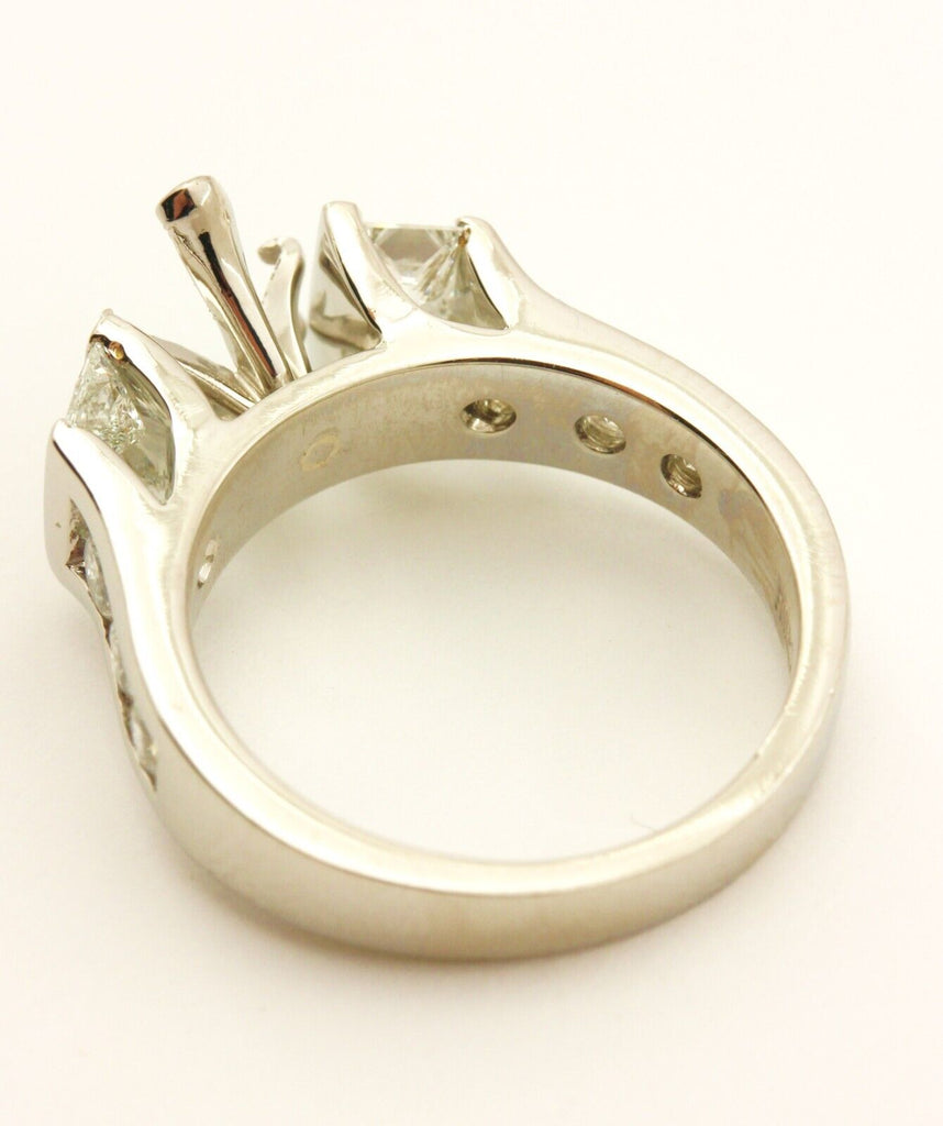 FINER J Platinum diamond semimount engagement ring size 6 9.9g estate