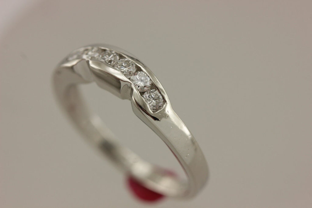Platinum .36ctw round white diamond notched tracer wedding band ring sz 6.5
