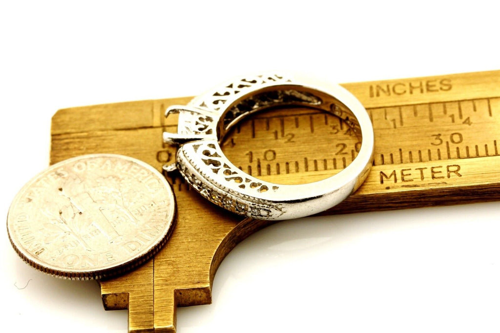 platinum 5.3mm round 0.55ct semi mount diamond engagement ring 0.15ctw band sz 4