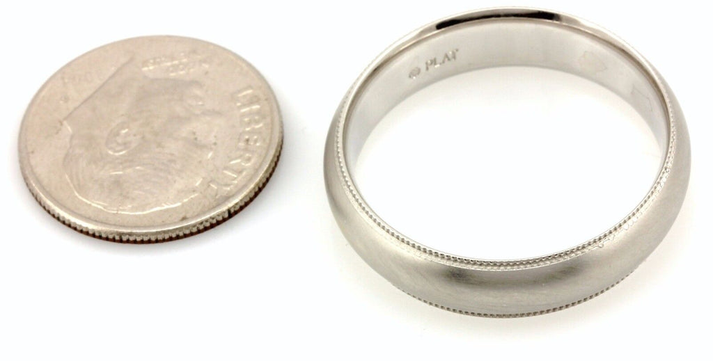 Platinum Men's 6mm satin wedding band milgrain edge sz 10.5 comfort fit 11.55g