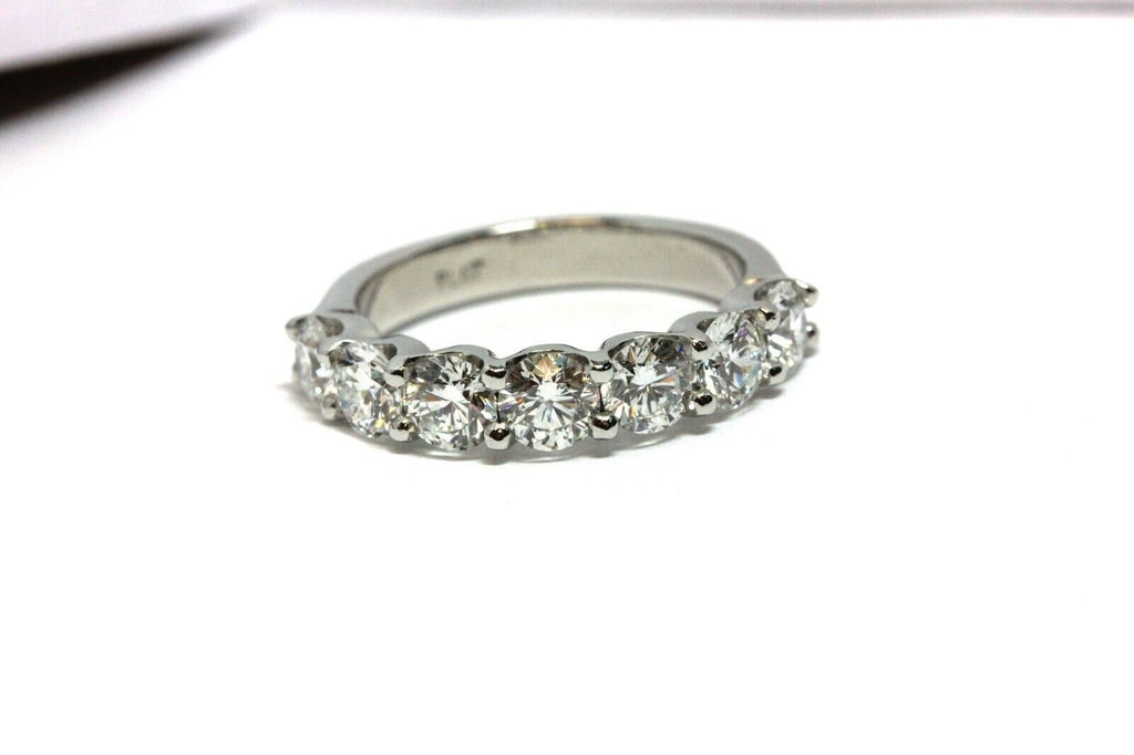 platinum 1.76ctw round diamond 7 stone ring size 5.75 woman's wedding band 1/4ea