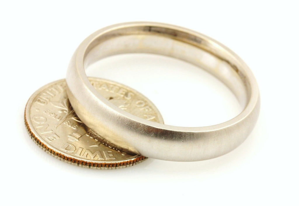14k white gold Men's 5mm satin low dome wedding band size 11 comfort fit 8.37g