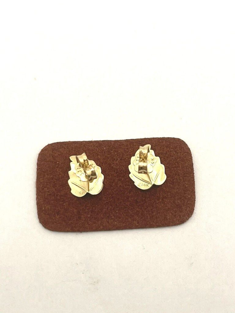 14k yellow gold leaf stud earrings 0.5inch 0.6g vintage estate