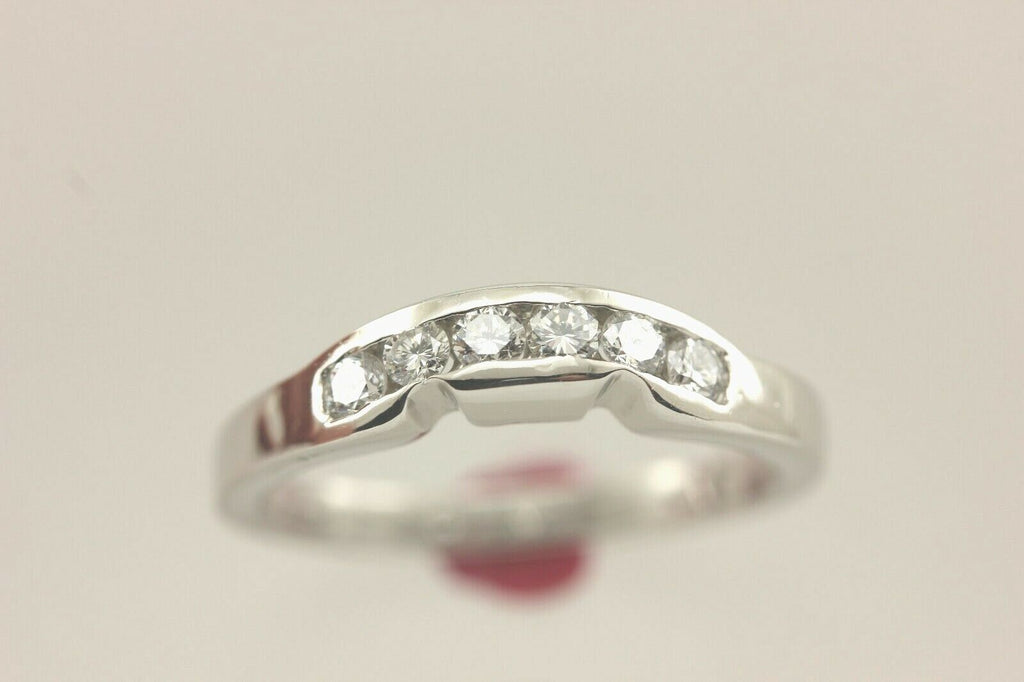 Platinum .36ctw round white diamond notched tracer wedding band ring sz 6.5