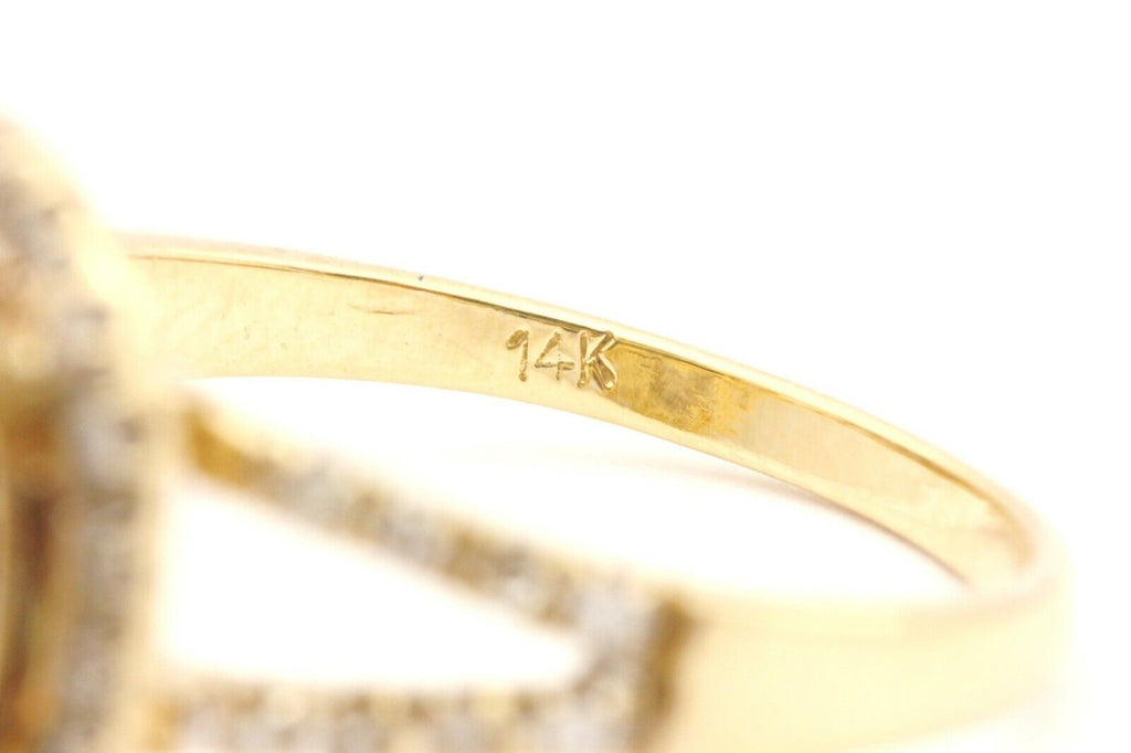 14k yellow gold blue indicolite tourmaline diamond halo ring size 6.25 4.08g