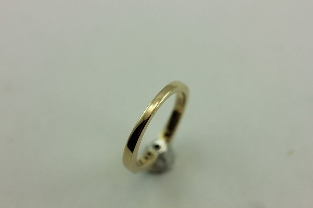 Platinum-14k yellow gold 5.5mm round diamond engagement ring fleur de lis estate