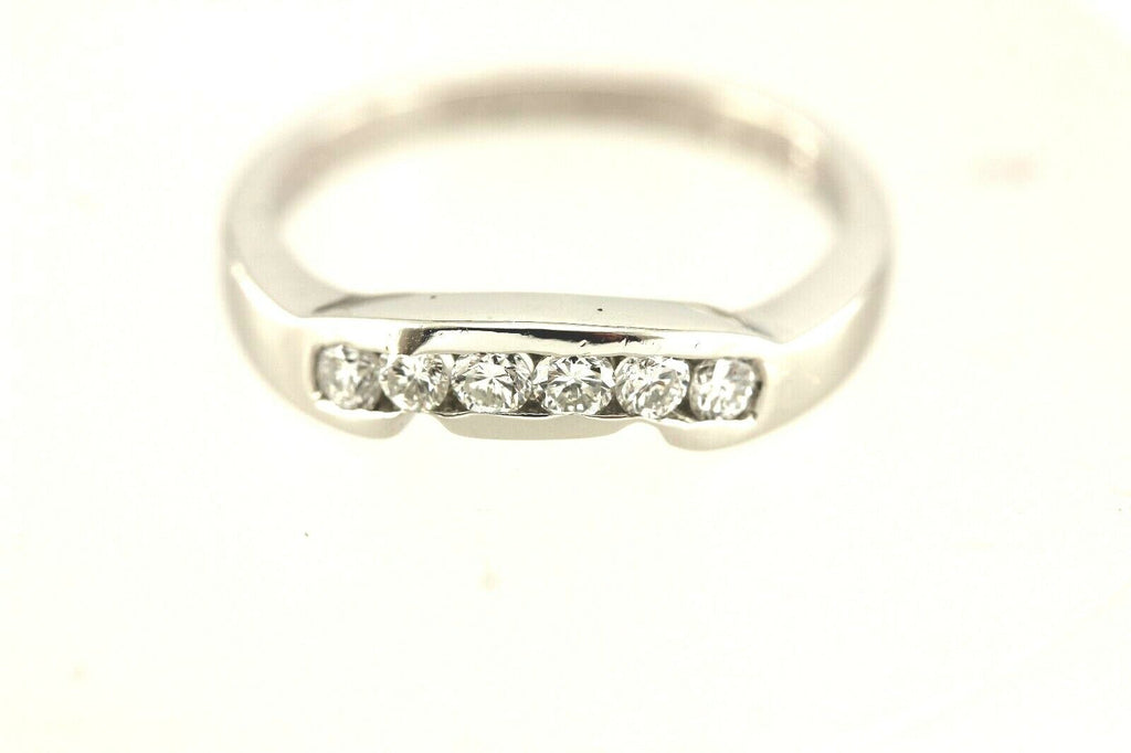Platinum .36ctw round white diamond notched tracer wedding band ring sz 6.5