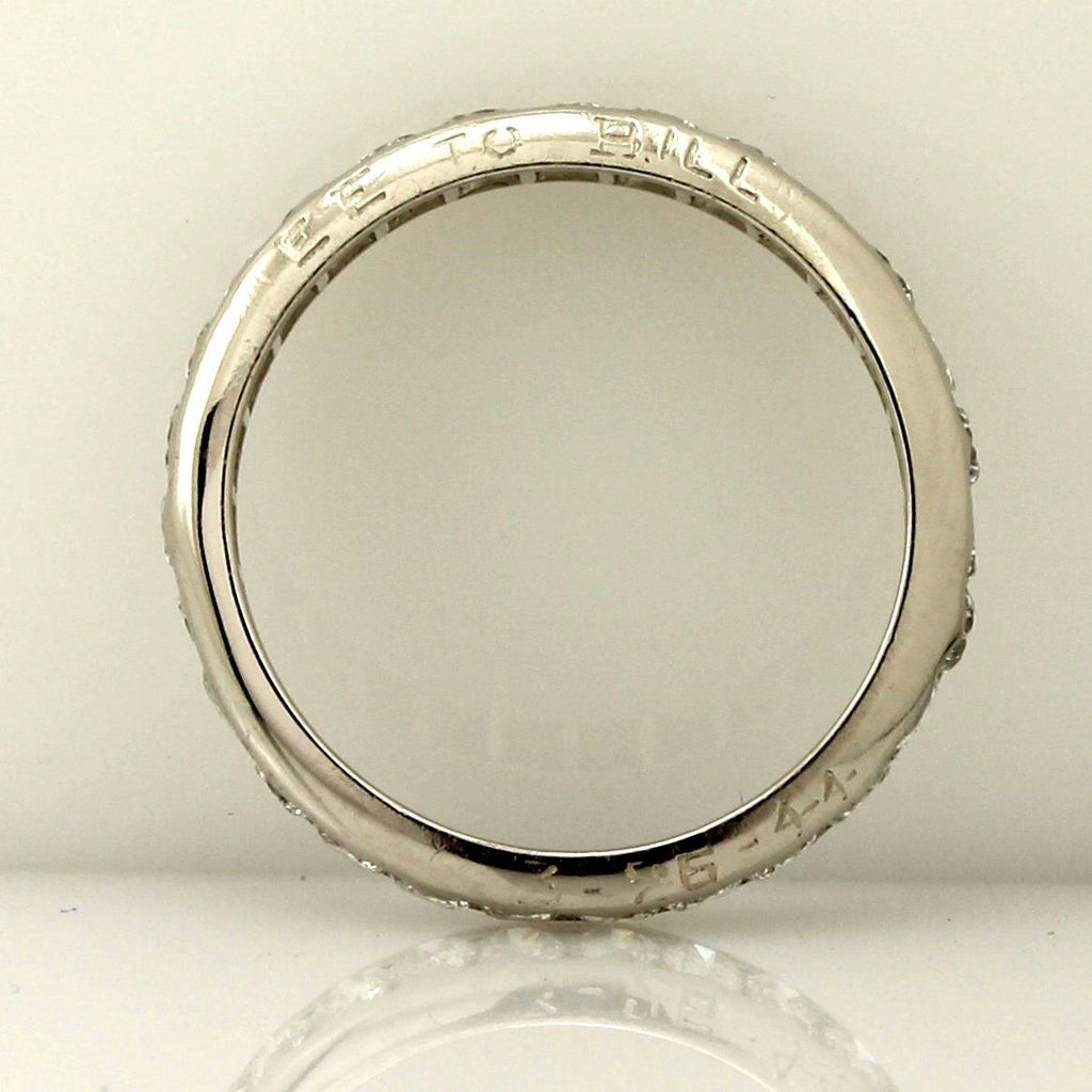 Platinum .81ctw round diamond eternity wedding band sz 4.25 ring vintage estate