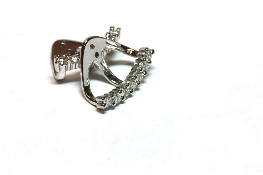 new 14k white gold 15mm drop dangle earring jackets 0.42ctw round diamonds 3.1g