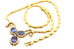 18k yellow gold 18 inch necklace 8 ctw oval Tanzanite 2 ctw round Diamond estate
