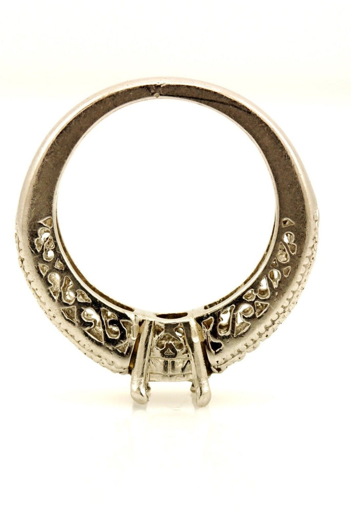 platinum 5.3mm round 0.55ct semi mount diamond engagement ring 0.15ctw band sz 4