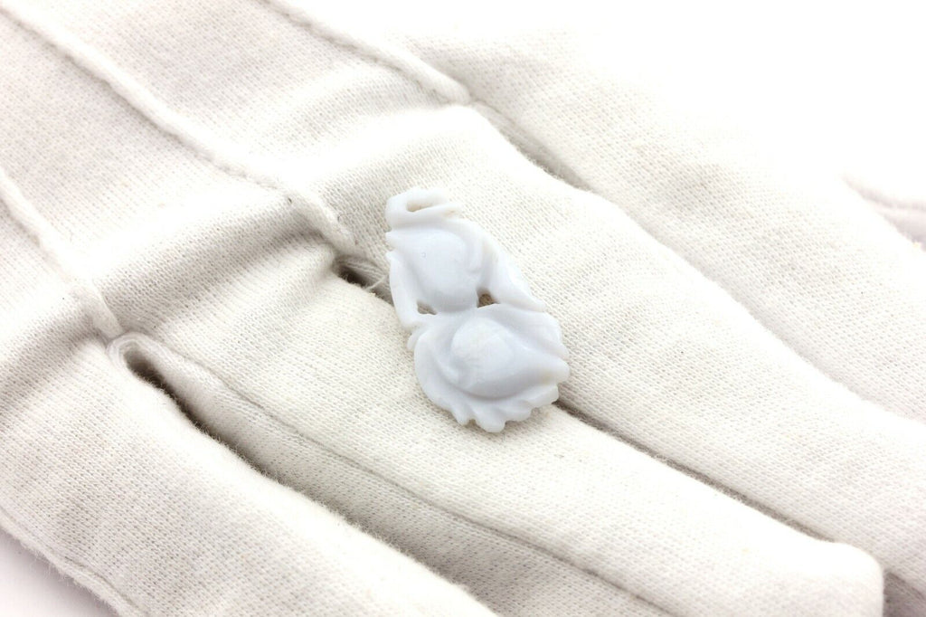 blue chalcedony carving pendant fruit peach strawberries 10.11ct 29x14x5mm